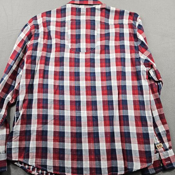 Girbaud Shirt Marithe Fancois Plaid Button Up Blue Red White Mens 2XL Check - Picture 8 of 9